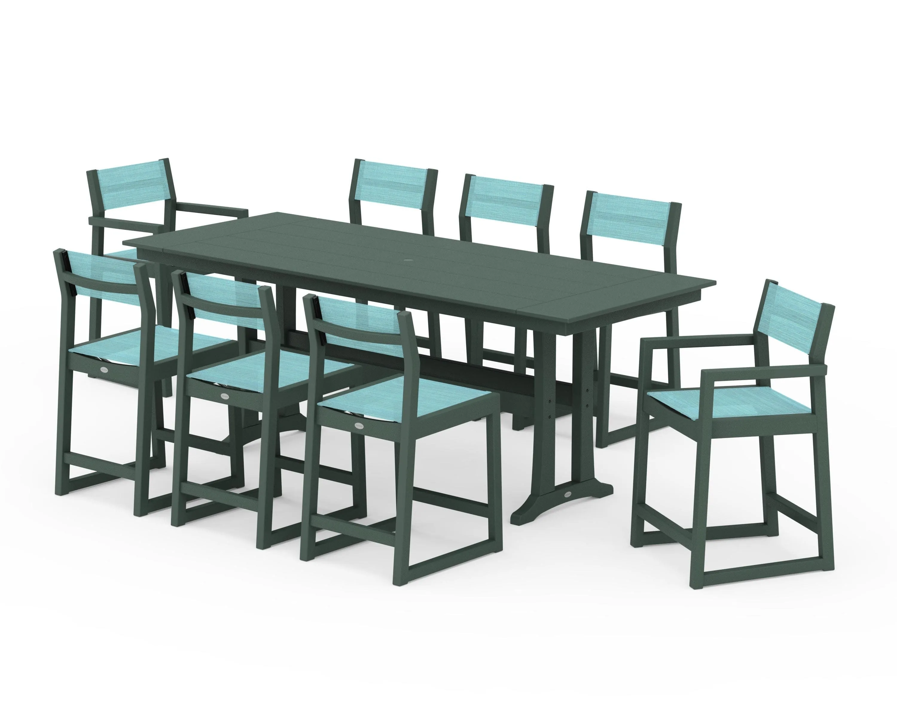 EDGE Sling 9-Piece Farmhouse Counter Set with Trestle Legs