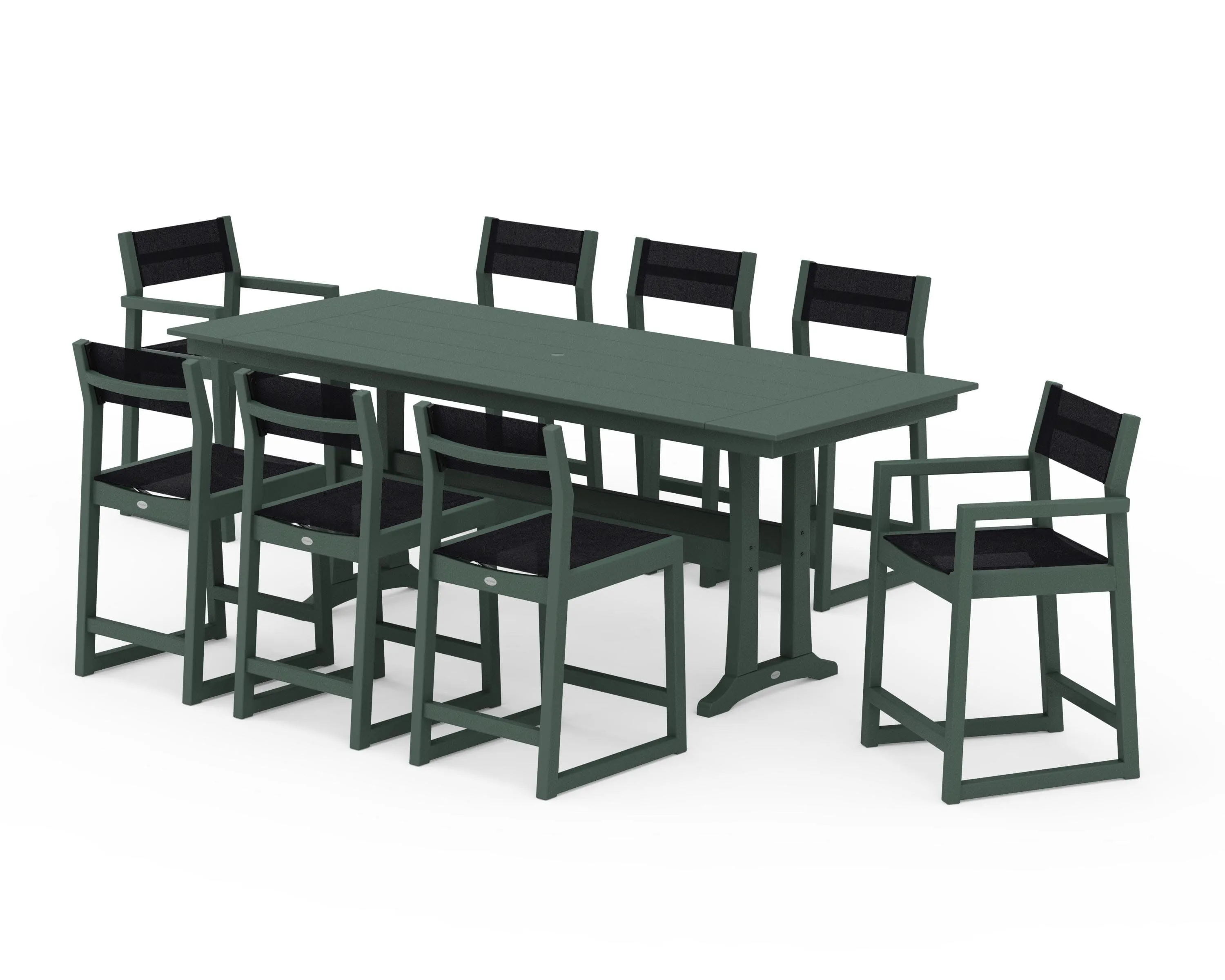 EDGE Sling 9-Piece Farmhouse Counter Set with Trestle Legs