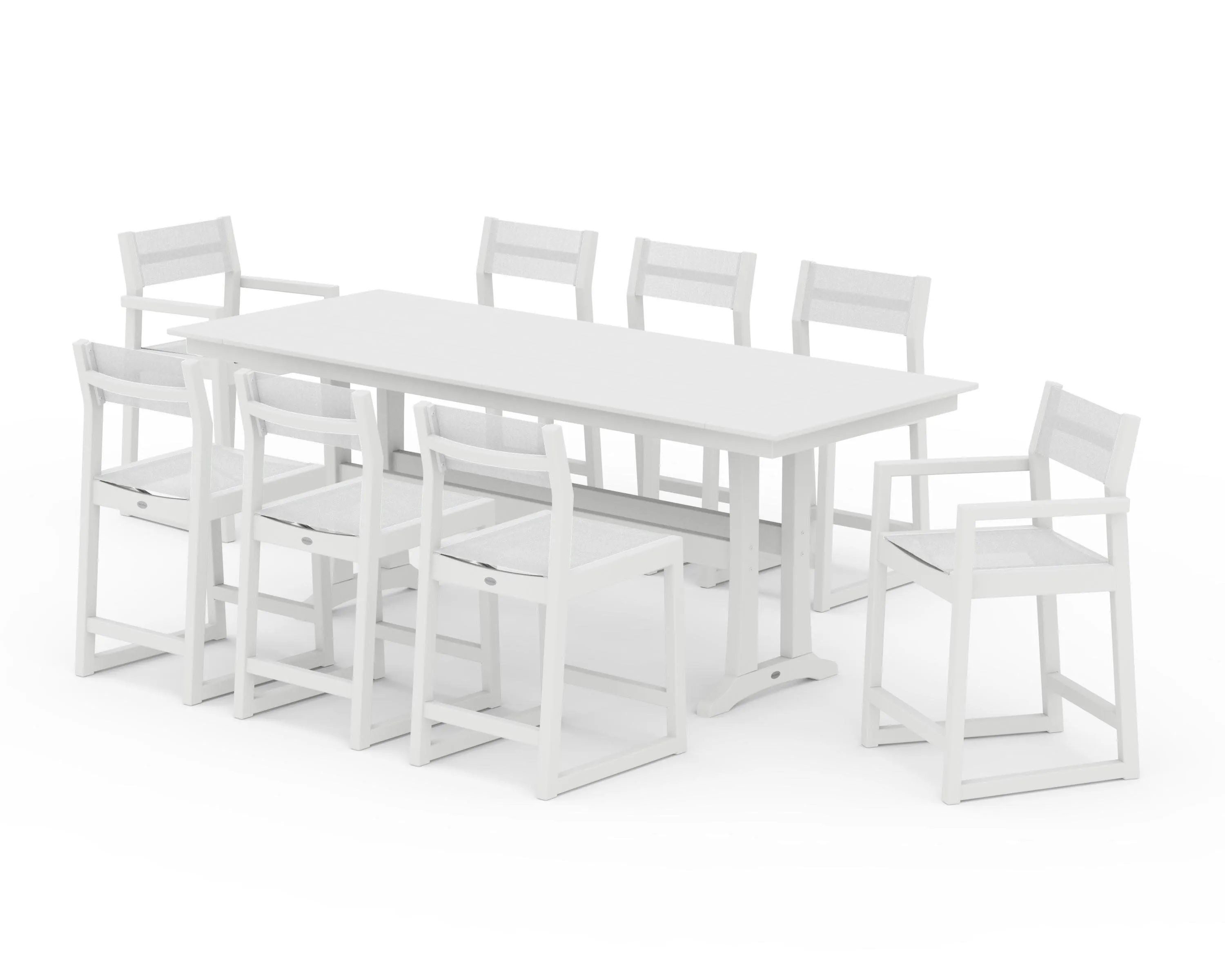 EDGE Sling 9-Piece Farmhouse Counter Set with Trestle Legs