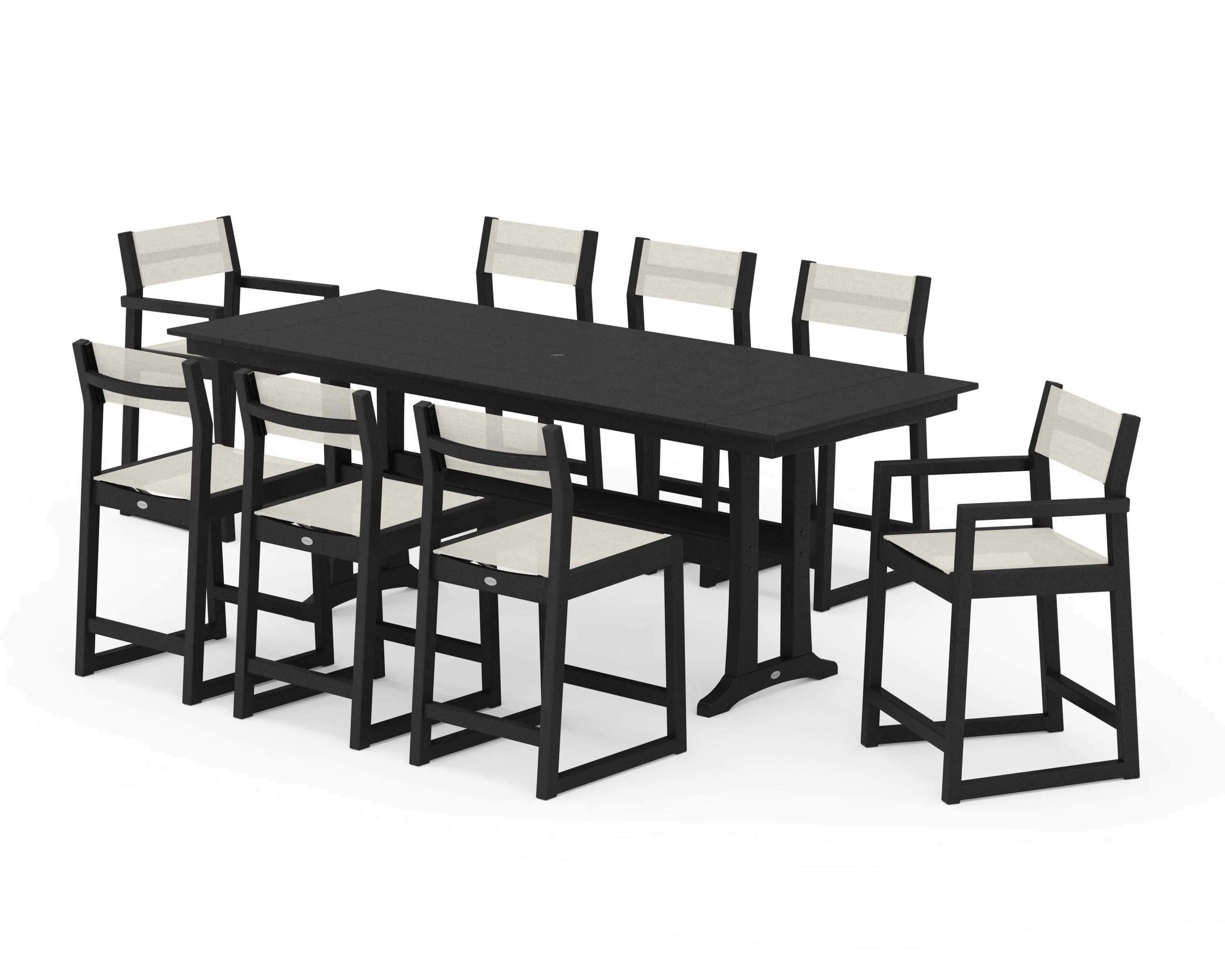 EDGE Sling 9-Piece Farmhouse Counter Set with Trestle Legs