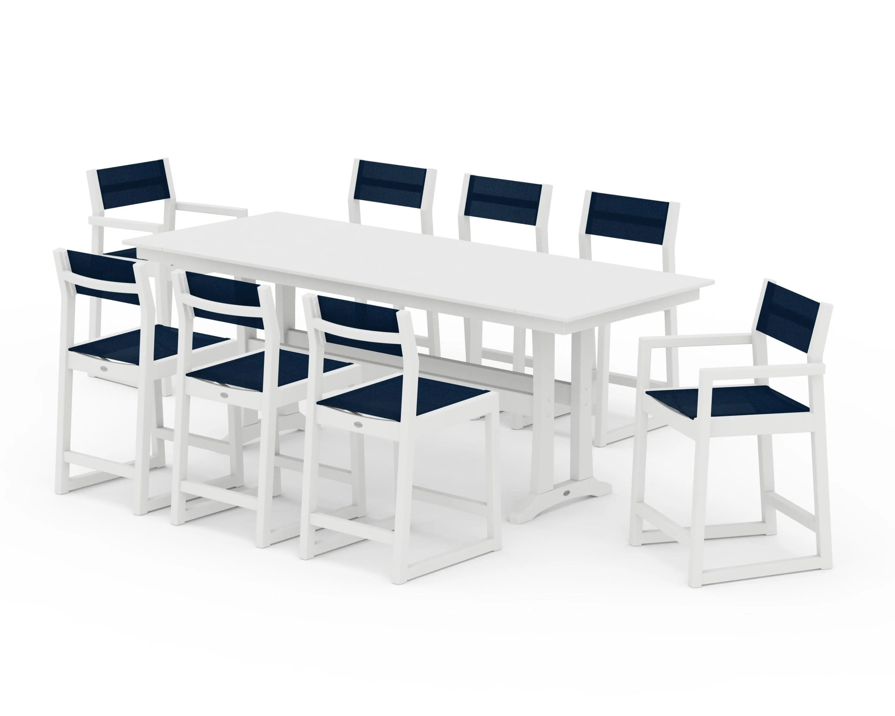 EDGE Sling 9-Piece Farmhouse Counter Set with Trestle Legs