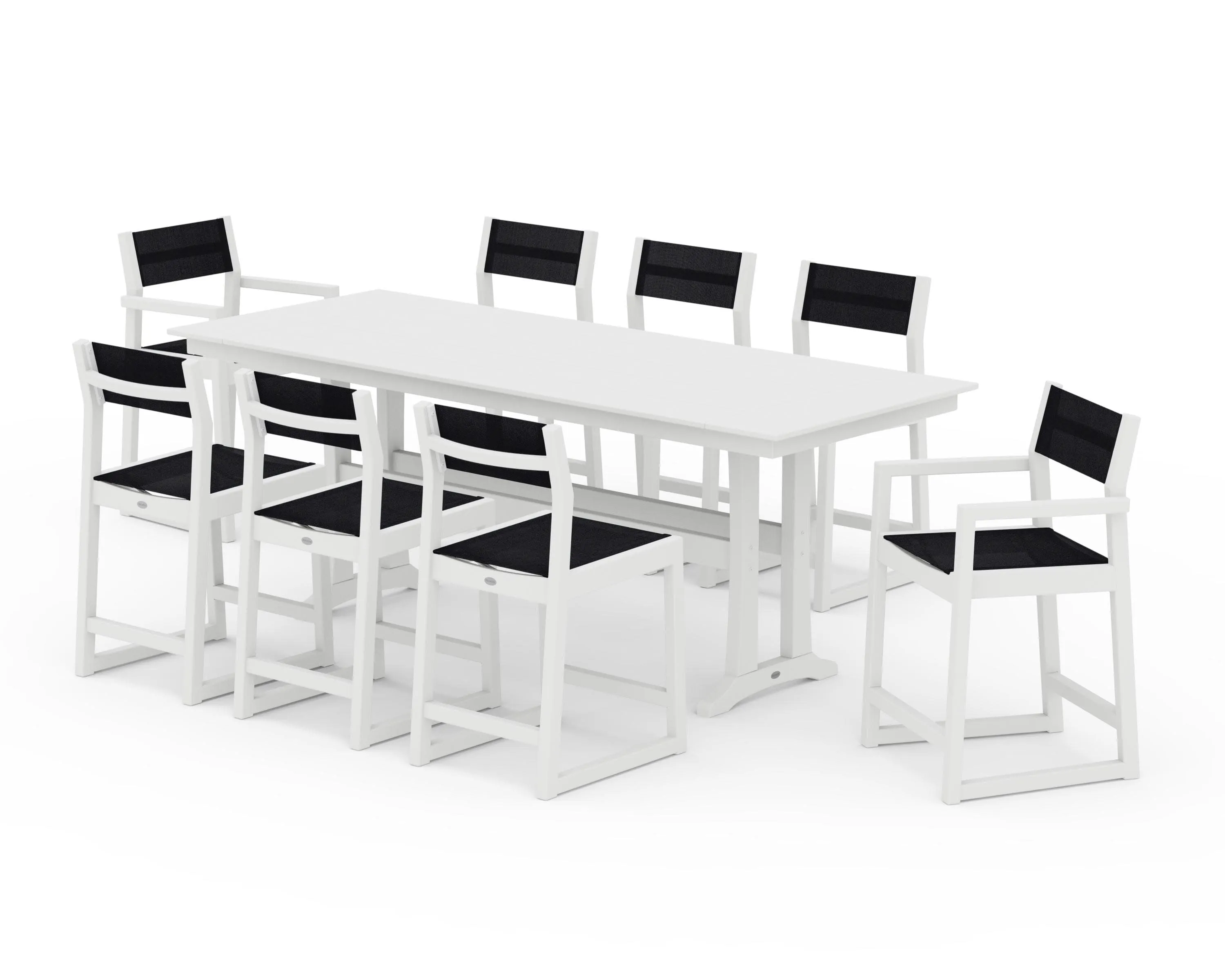 EDGE Sling 9-Piece Farmhouse Counter Set with Trestle Legs