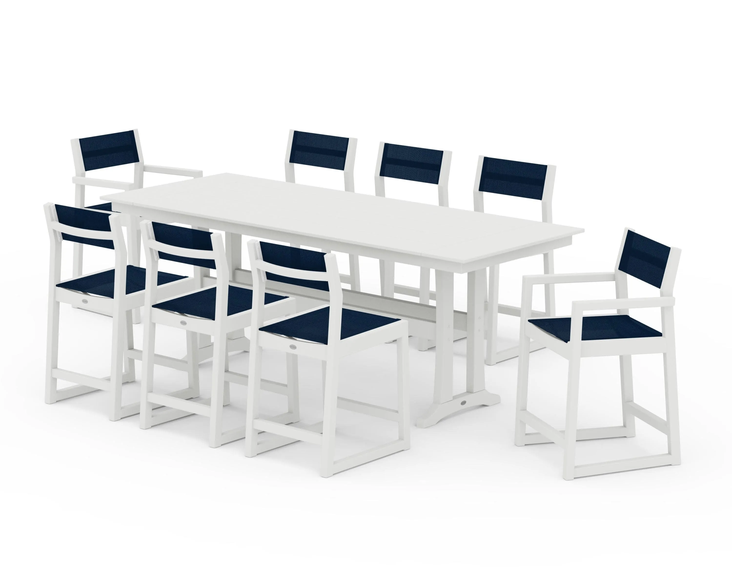 EDGE Sling 9-Piece Farmhouse Counter Set with Trestle Legs