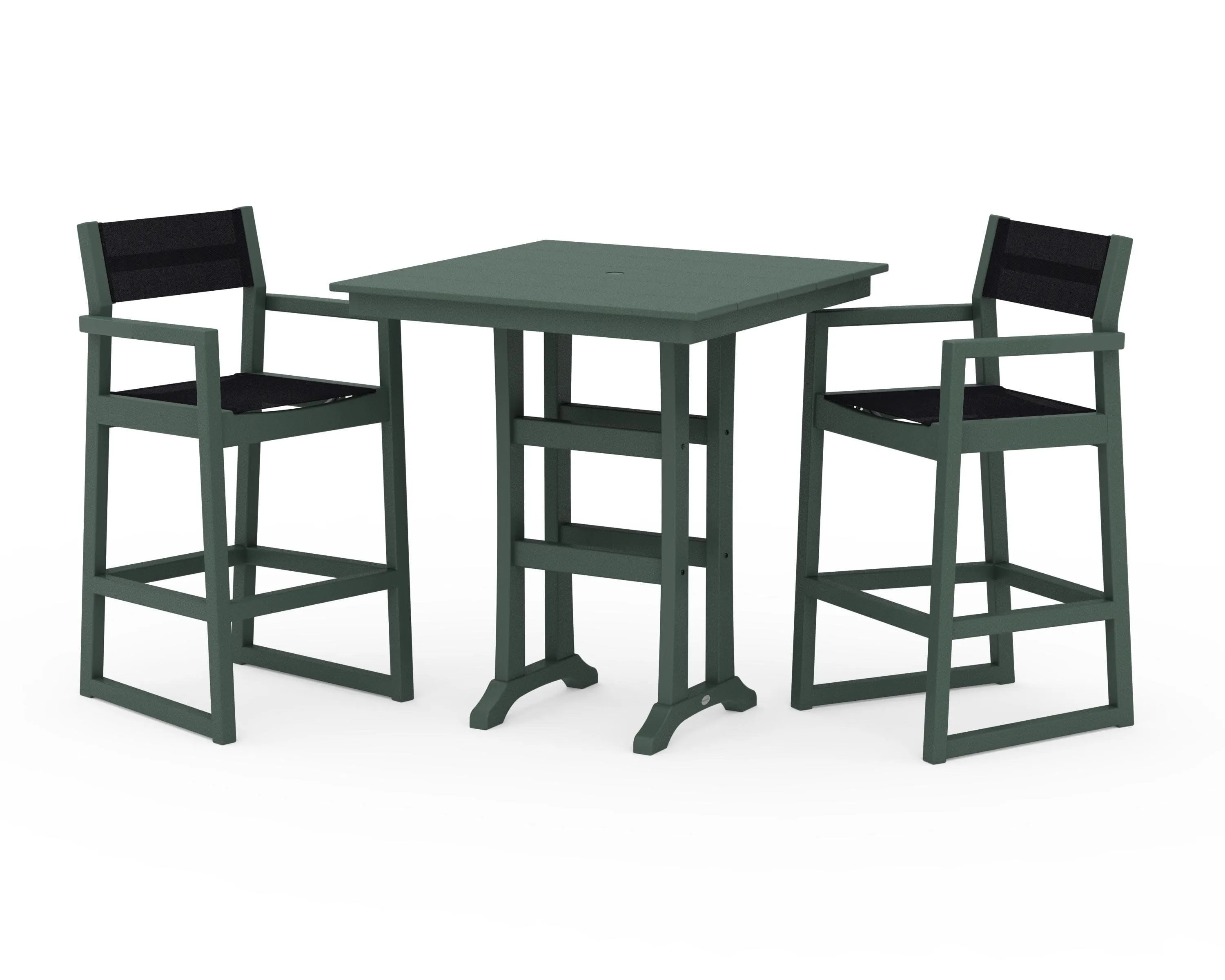 EDGE Sling Arm Chair 3-Piece Farmhouse Bar Set with Trestle Legs