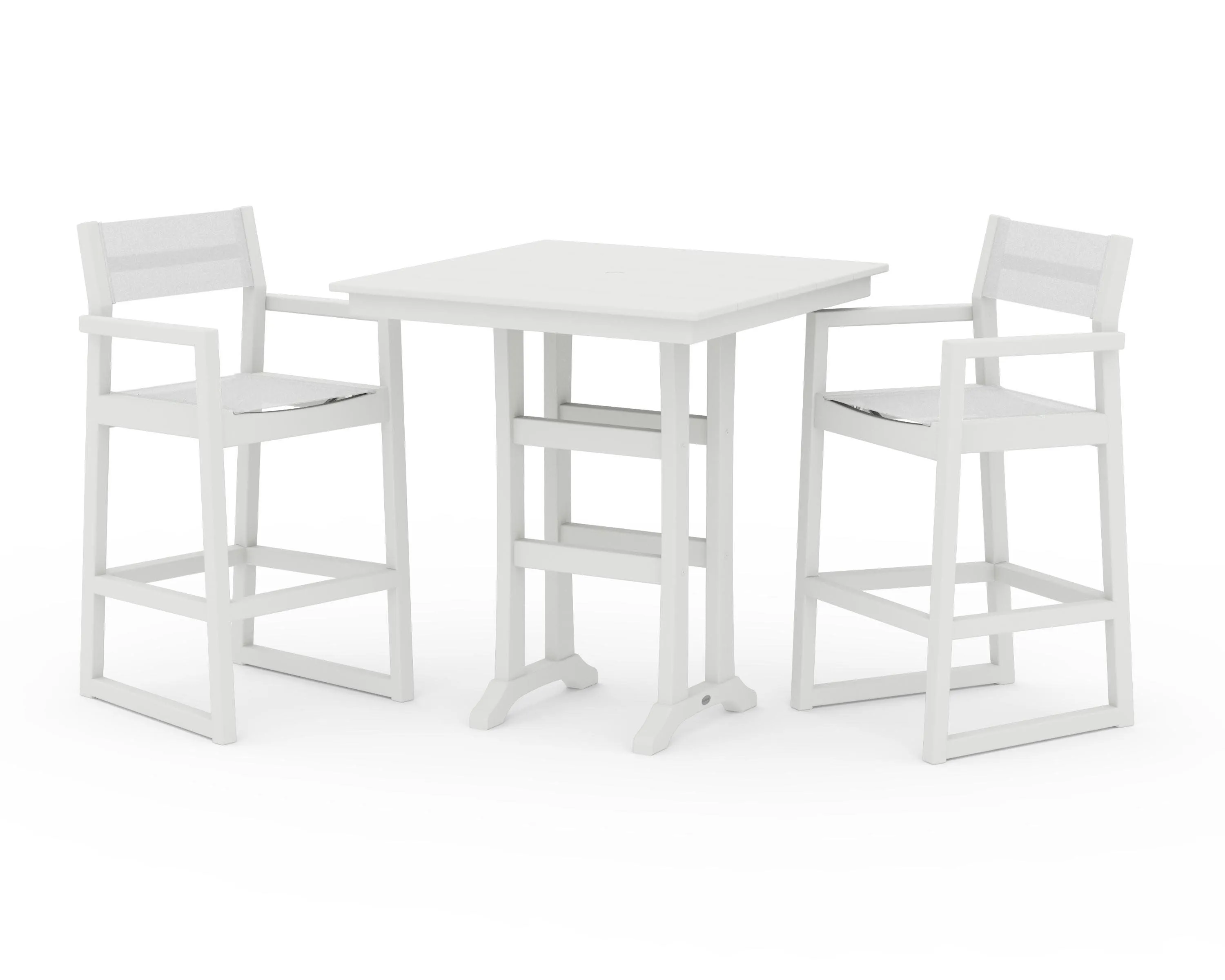 EDGE Sling Arm Chair 3-Piece Farmhouse Bar Set with Trestle Legs