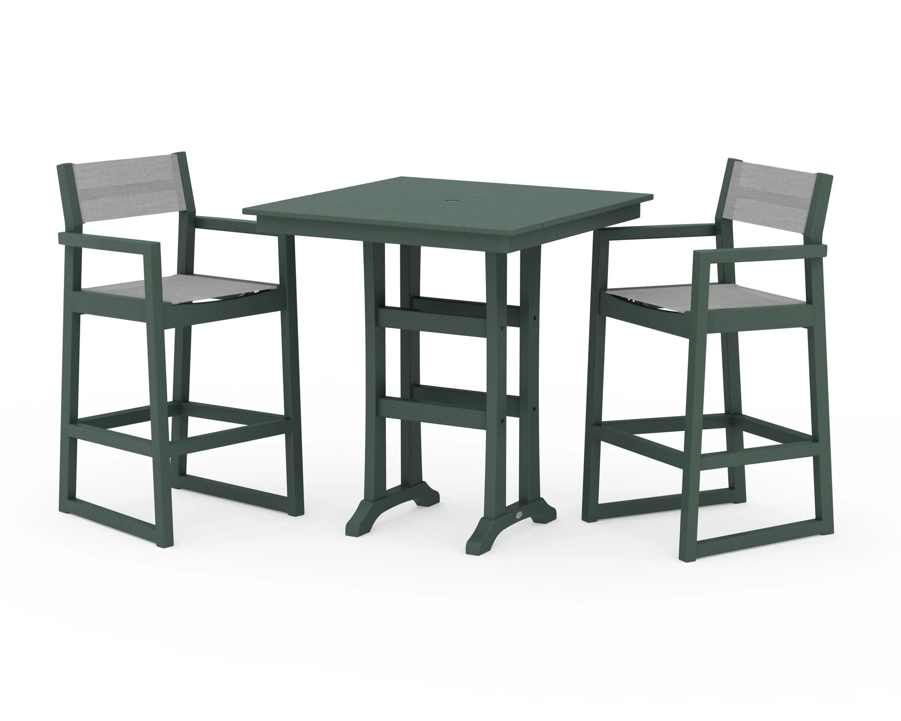 EDGE Sling Arm Chair 3-Piece Farmhouse Bar Set with Trestle Legs
