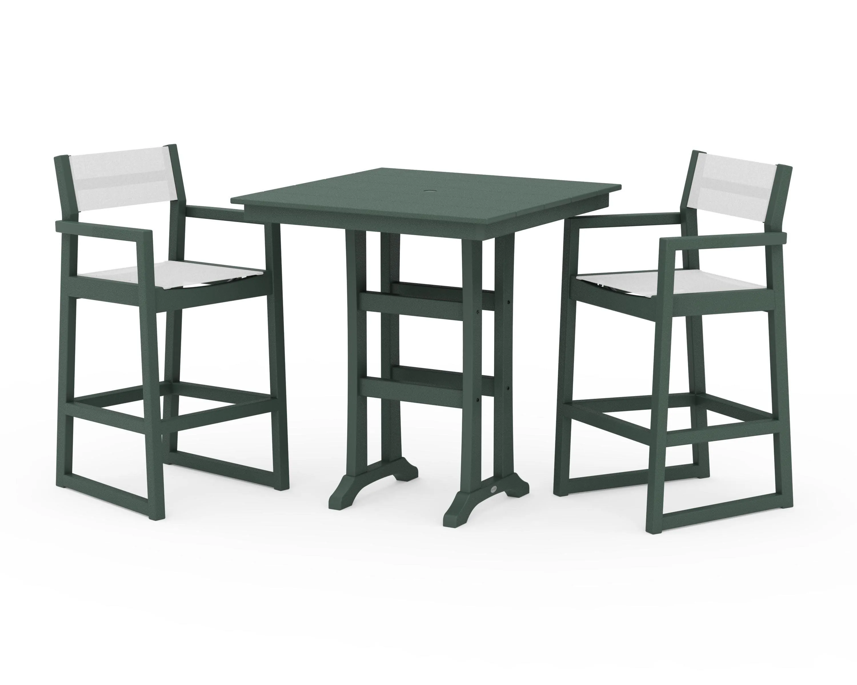 EDGE Sling Arm Chair 3-Piece Farmhouse Bar Set with Trestle Legs