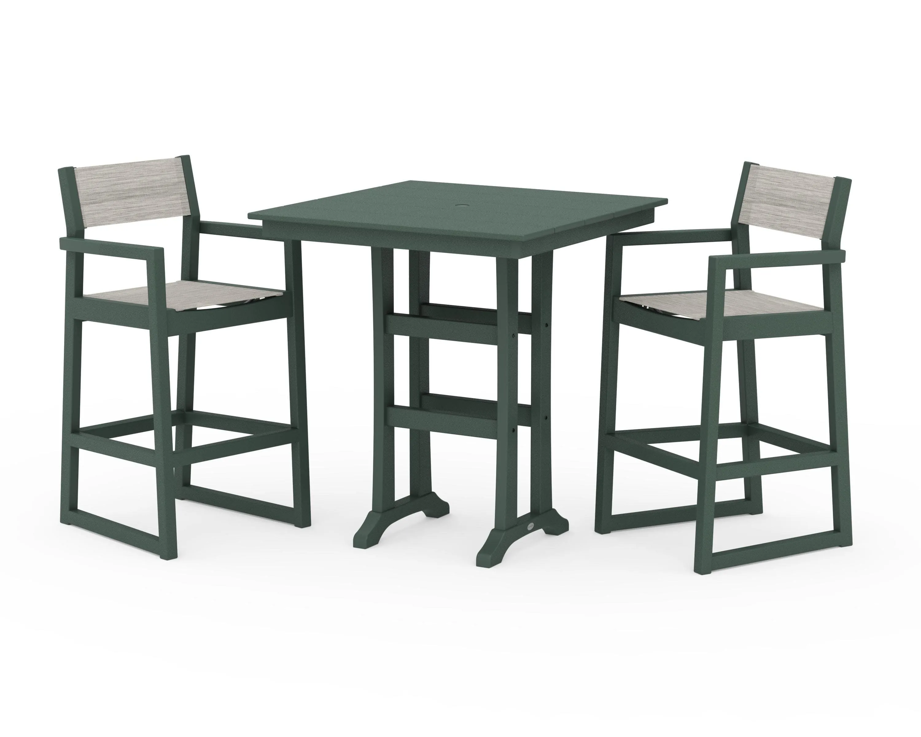 EDGE Sling Arm Chair 3-Piece Farmhouse Bar Set with Trestle Legs