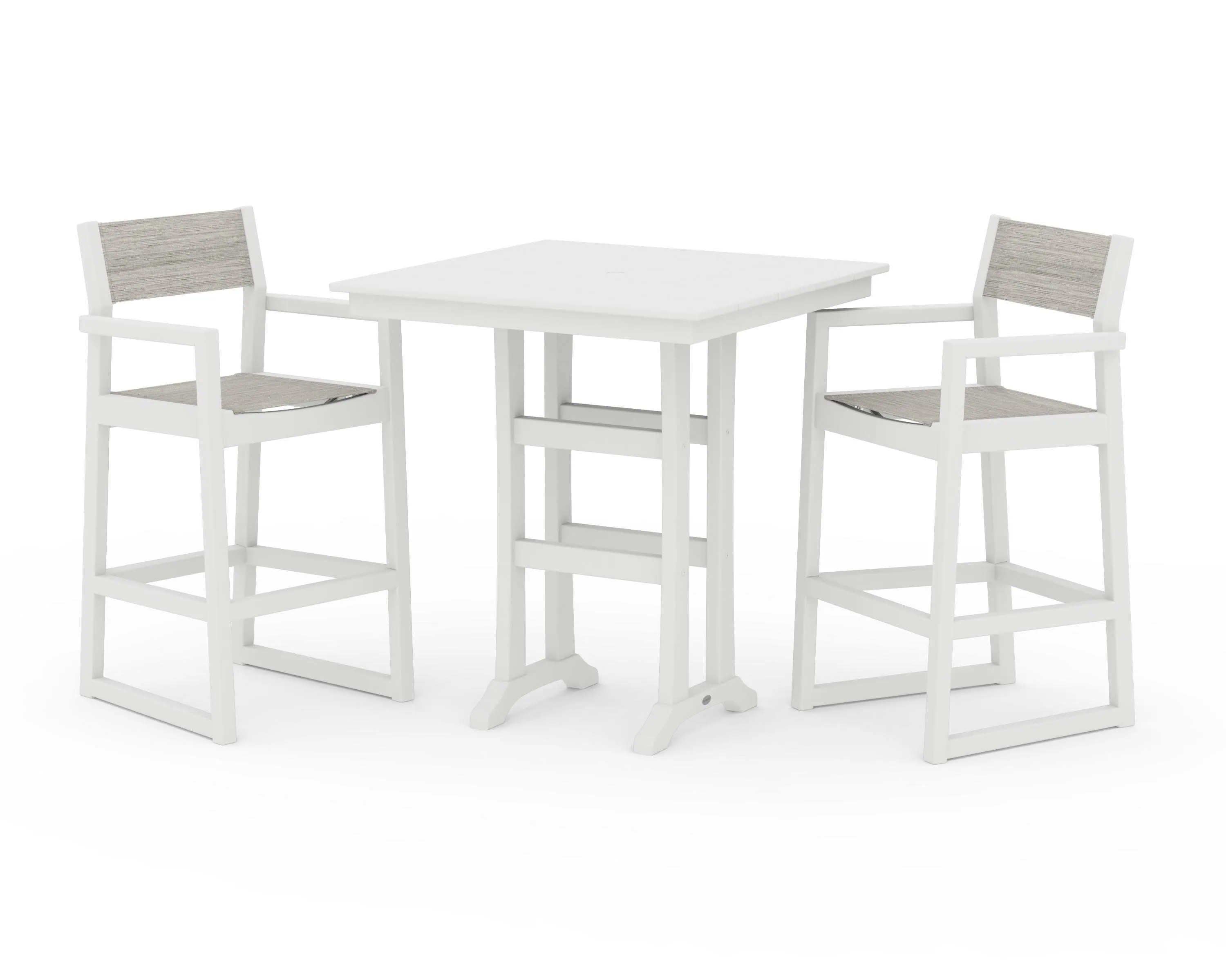 EDGE Sling Arm Chair 3-Piece Farmhouse Bar Set with Trestle Legs