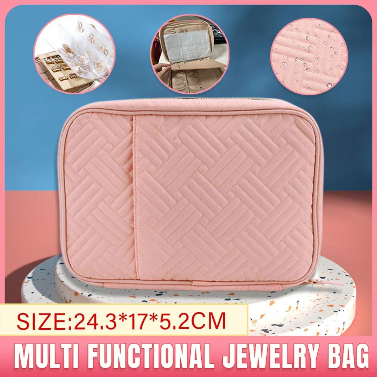 Elegant Travel Jewellery Organiser Portable Clutch Bag Storage Case for Women