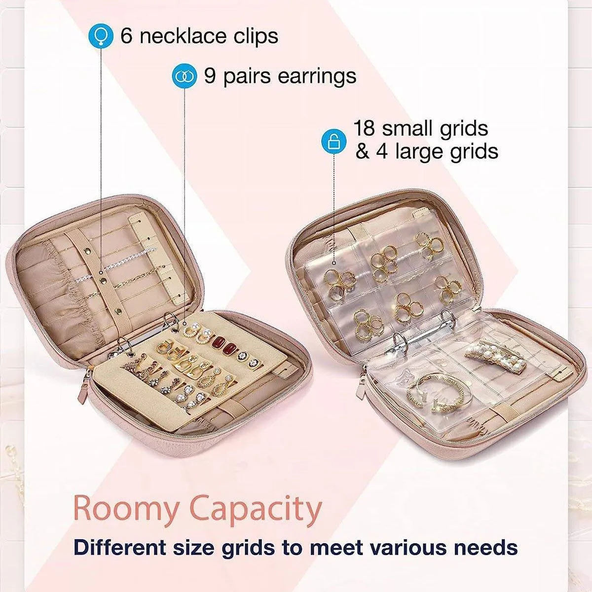 Elegant Travel Jewellery Organiser Portable Clutch Bag Storage Case for Women