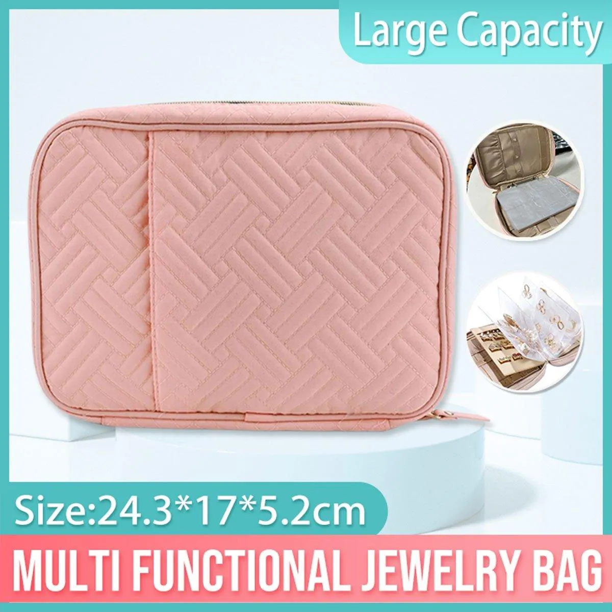 Elegant Travel Jewellery Organiser Portable Clutch Bag Storage Case for Women