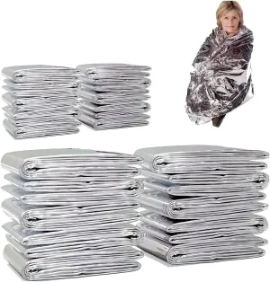 Emergency Mylar Thermal Blankets, Silver Gold Foil Survival Blanket Space Blanket Survival Kit for Outdoors, Camping, Hiking, Survival or First Aid (20 PCS Gold)