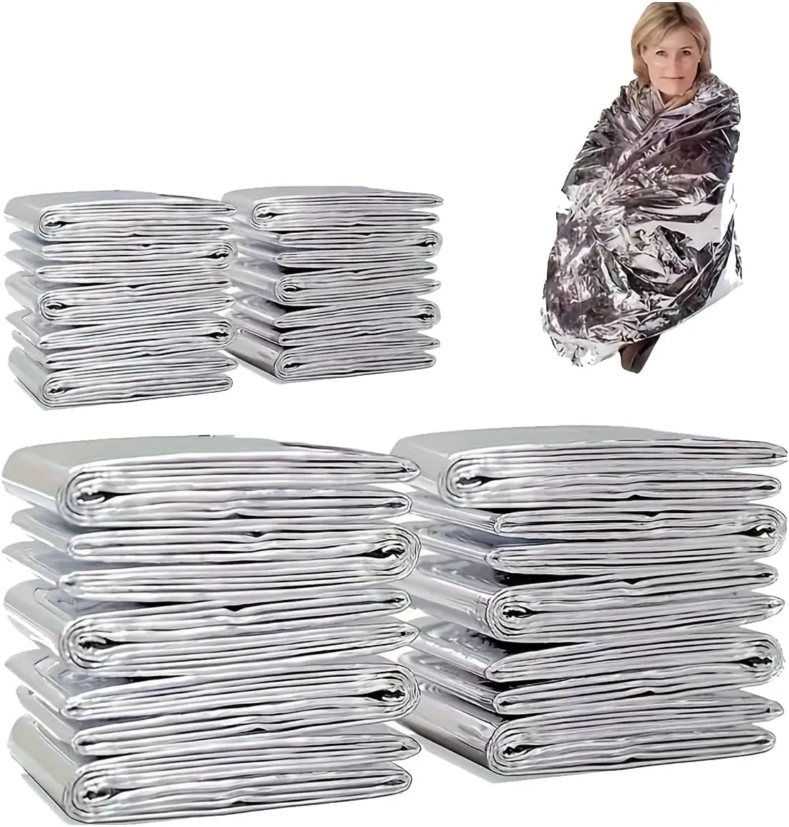 Emergency Mylar Thermal Blankets, Silver Gold Foil Survival Blanket Space Blanket Survival Kit for Outdoors, Camping, Hiking, Survival or First Aid (20 PCS Gold)