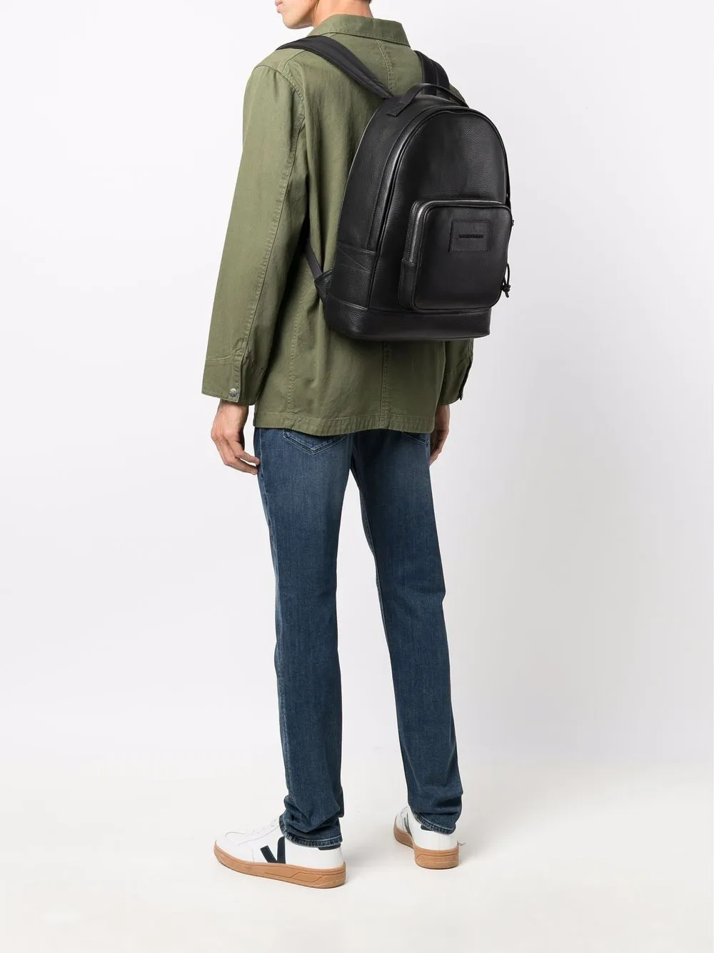 Emporio Armani Logo Leather Backpack