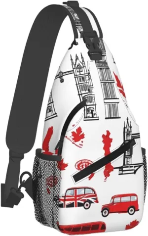(England Symbols) Sling Bag Crossbody Backpack For Men Women Adjustable Chest Daypack For Travel Hiking Gym Casual Shoulder Bag
