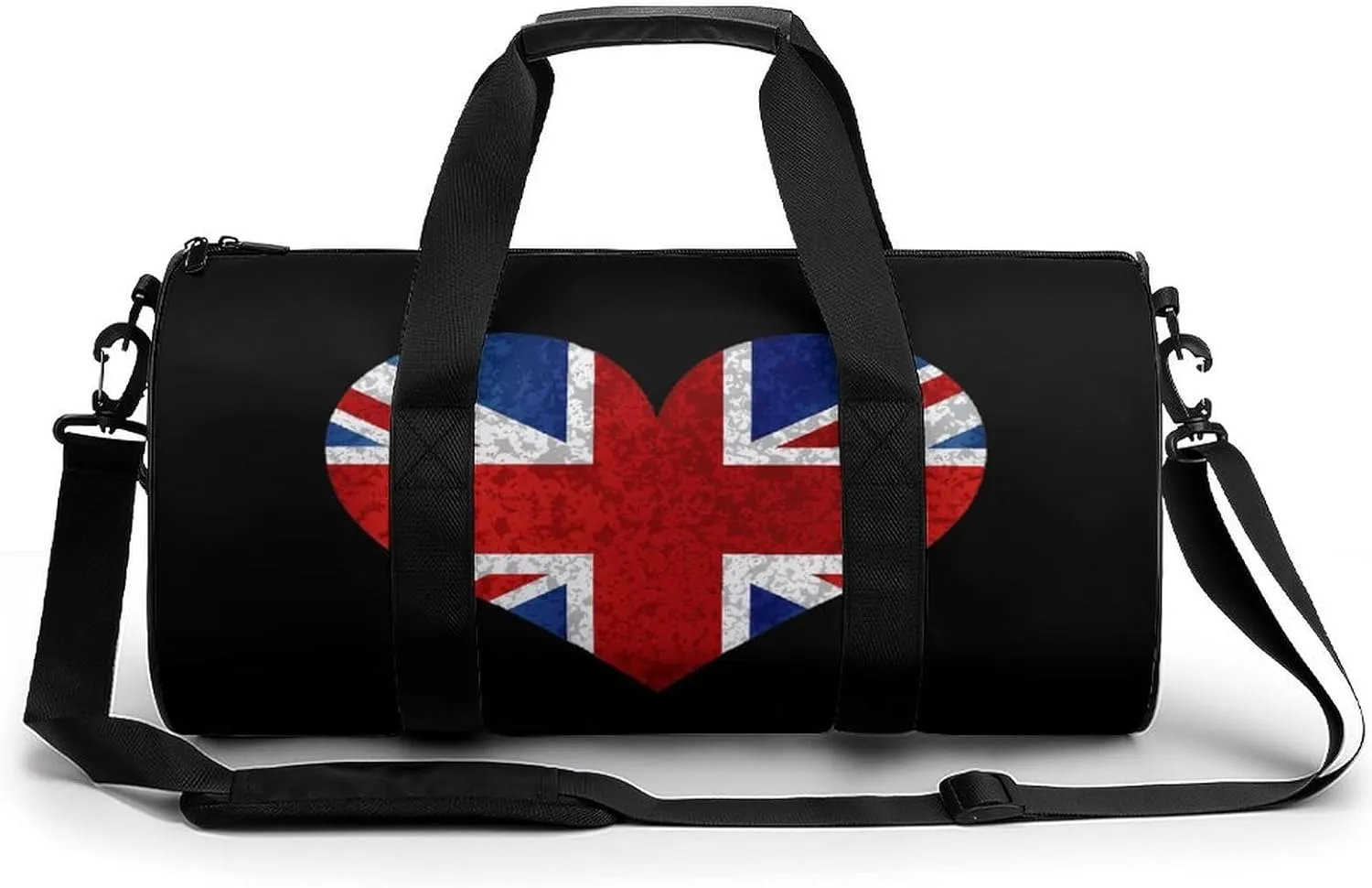 England Union Jack Flag Heart Novelty Large Duffel Bag Lightweight Gym Bag Travel Tote Bags