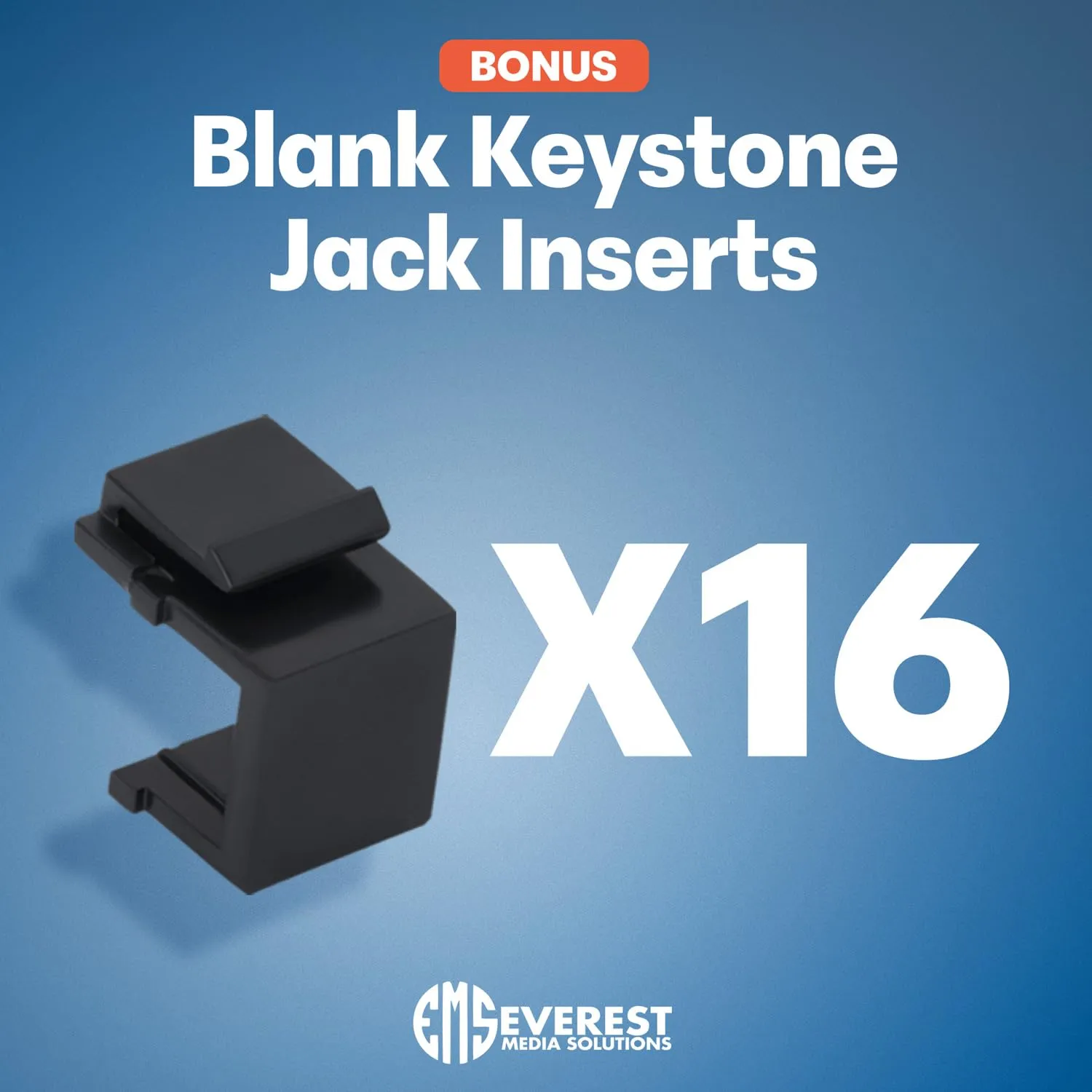 Everest 48 Port Keystone Patch Panel (1-Pack) - Removable 6-Port Panels - Use with Slim Profile Keystones ONLY (Wider Jacks May not fit Side by Side) - 16 Blank Keystone Jack Inserts Included