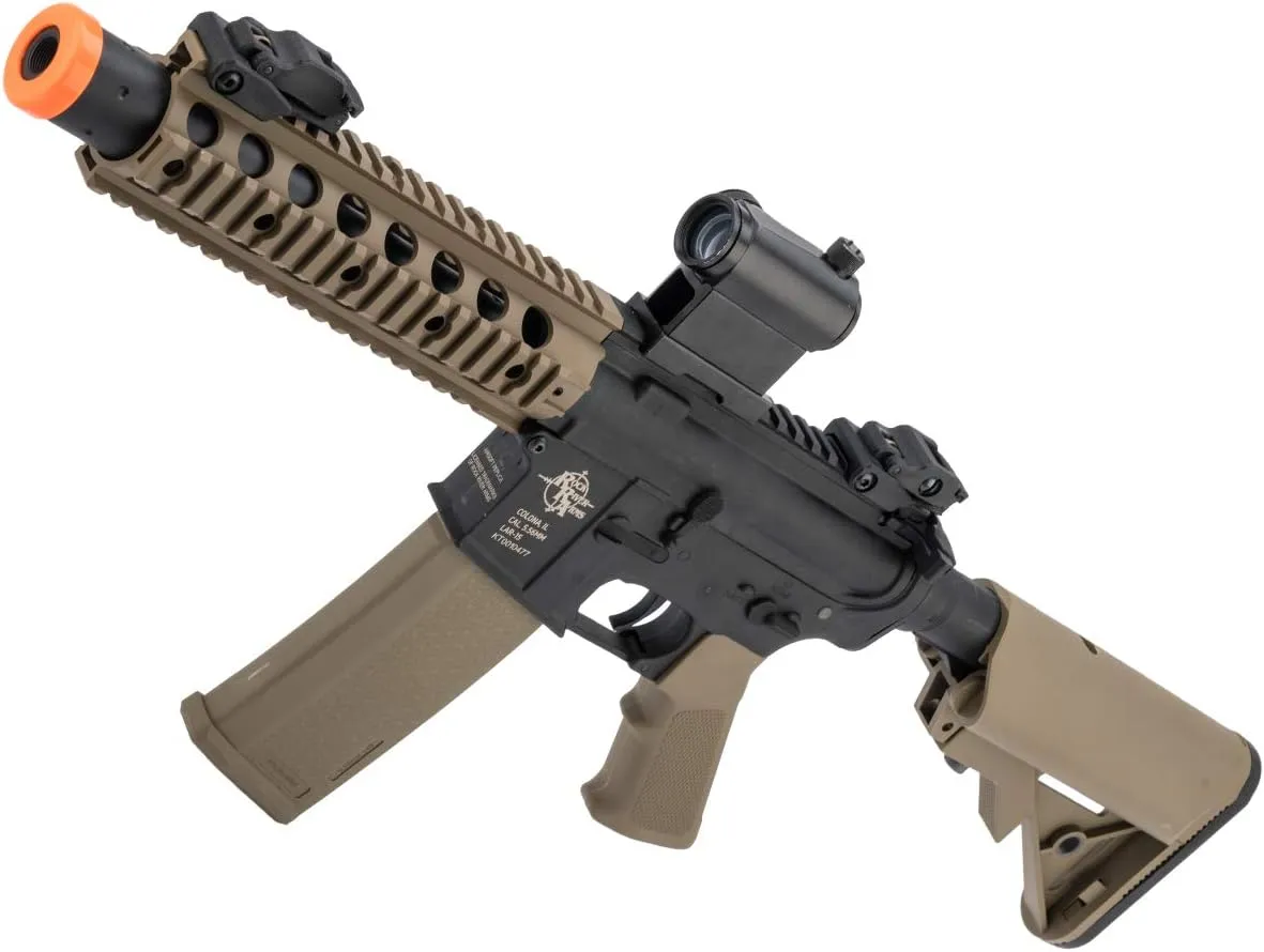 Evike Airsoft - Specna Arms CORE Series Airsoft M4 AEG (Model: M4 SBR FauxSup / 2-Tone Black & Tan)