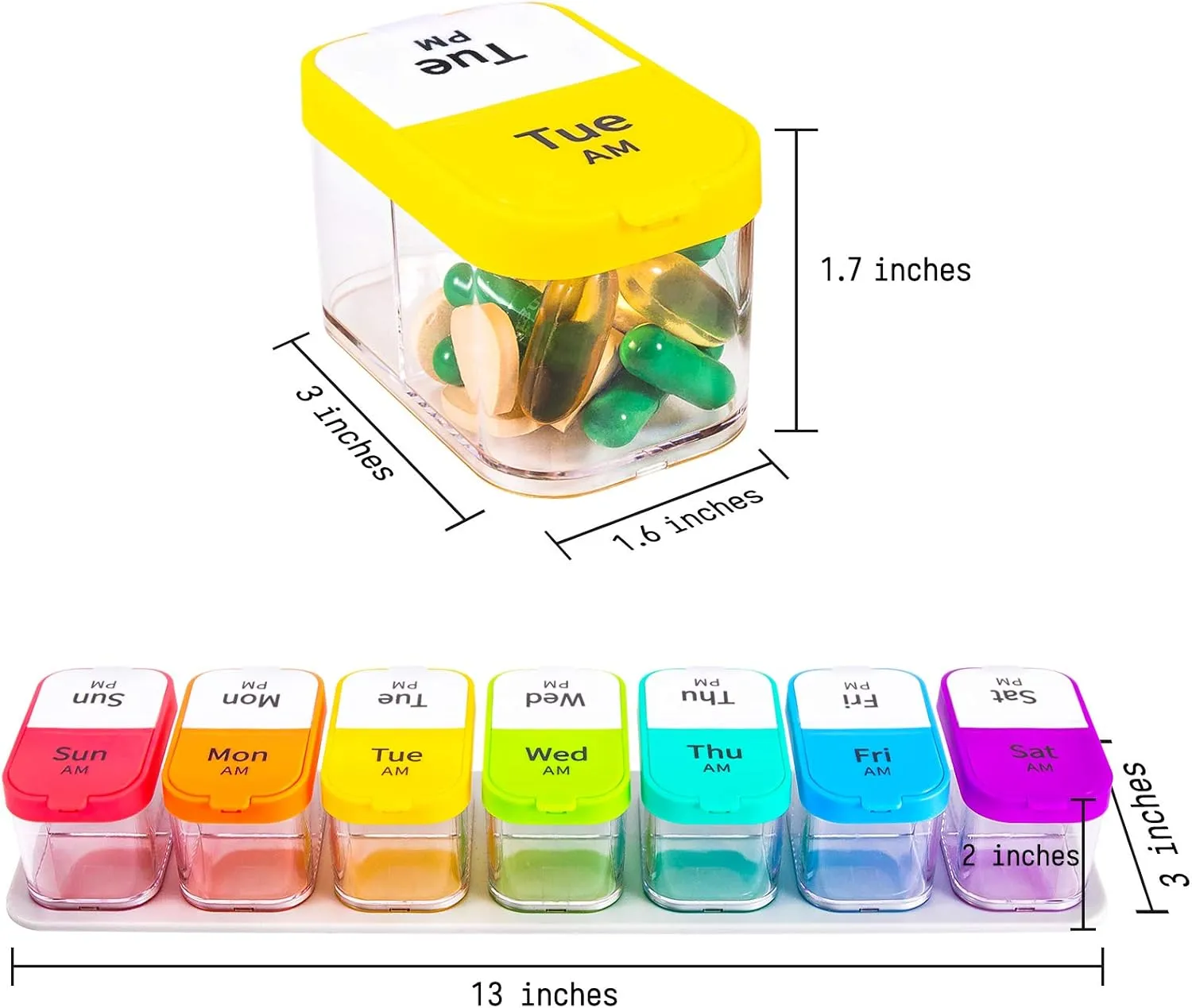 Extra Large Weekly Pill Organizer, BPA Free XL Pill Box 2 Times a Day, 7 Day Am Pm Medicine Pill Organizer for Supplements, Big Daily Pill Case Holder with Oversized Container for All Your Vitamins