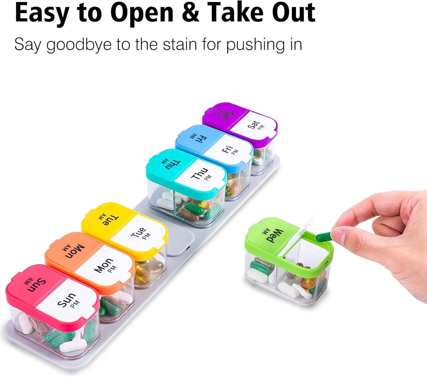 Extra Large Weekly Pill Organizer, BPA Free XL Pill Box 2 Times a Day, 7 Day Am Pm Medicine Pill Organizer for Supplements, Big Daily Pill Case Holder with Oversized Container for All Your Vitamins