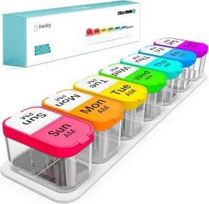 Extra Large Weekly Pill Organizer, BPA Free XL Pill Box 2 Times a Day, 7 Day Am Pm Medicine Pill Organizer for Supplements, Big Daily Pill Case Holder with Oversized Container for All Your Vitamins