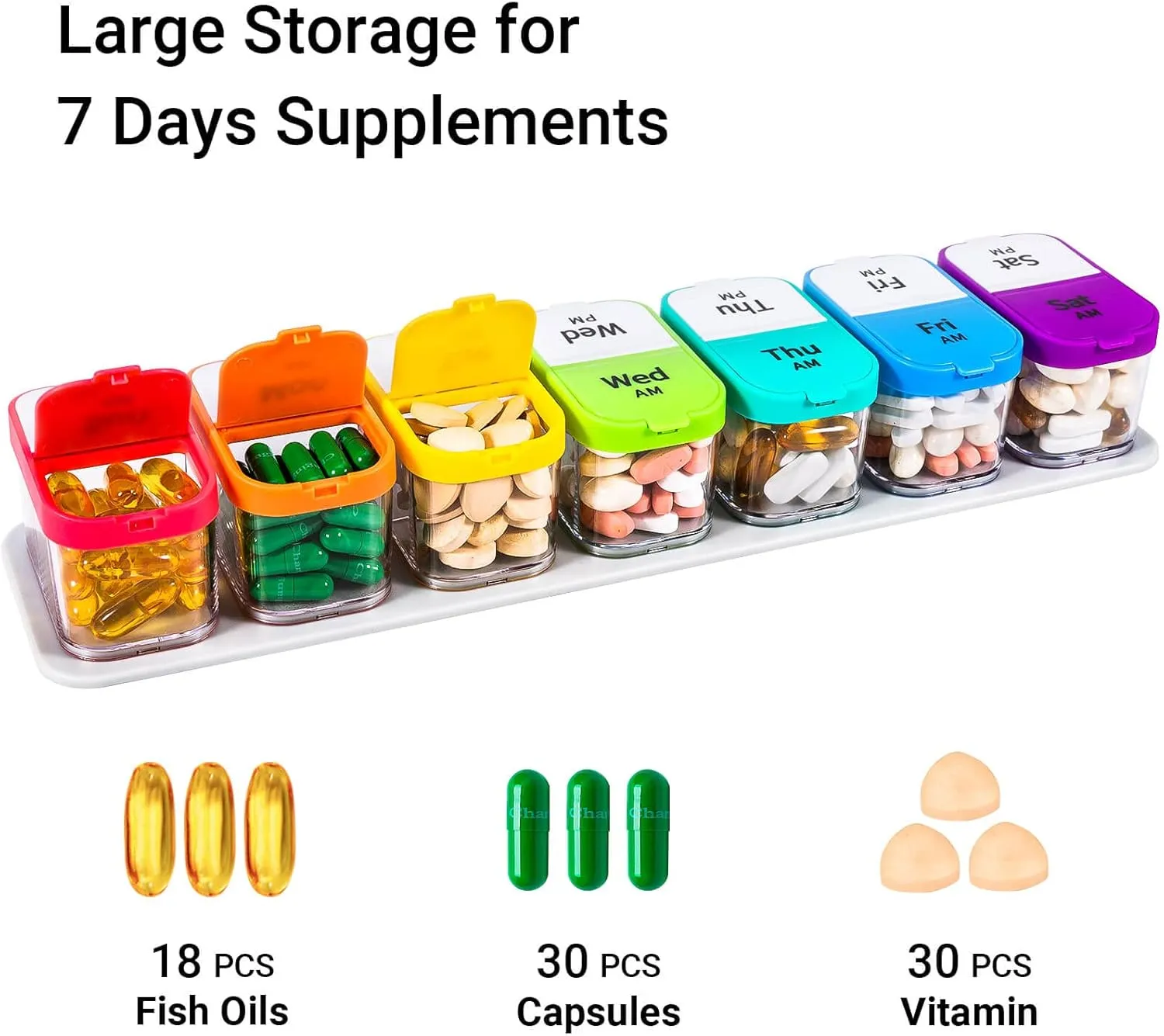 Extra Large Weekly Pill Organizer, BPA Free XL Pill Box 2 Times a Day, 7 Day Am Pm Medicine Pill Organizer for Supplements, Big Daily Pill Case Holder with Oversized Container for All Your Vitamins
