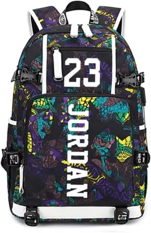 FANwenfeng Basketball Player 23 Luminous Backpack Travel Daypacks Fans Bag for Men Women (Style 6)