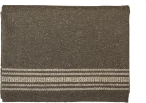 Farm Blue Wool Blanket Military Style - Thick & Lightweight Army Camping Blankets 80"x62" - Large Camp Survival Blankets - Car, Hiking, Backpacking & Festivals (French Olive with a Light Tan Stripe)