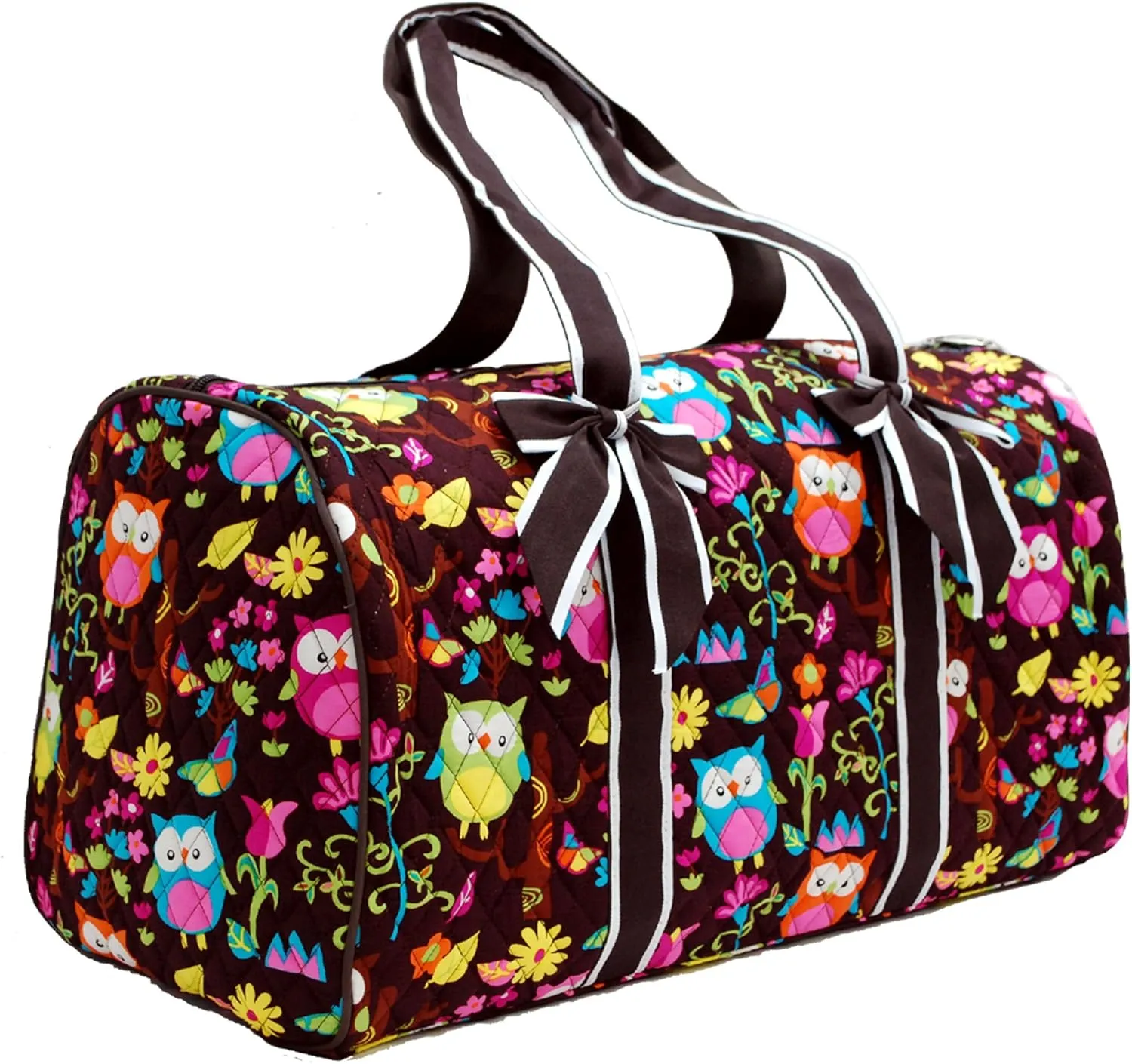 Fashionable Super Lightweight "Ori-Ori" Quilted Floral Carry-On Duffel Bag in 3 Patterns--BEST GIFT (owl)