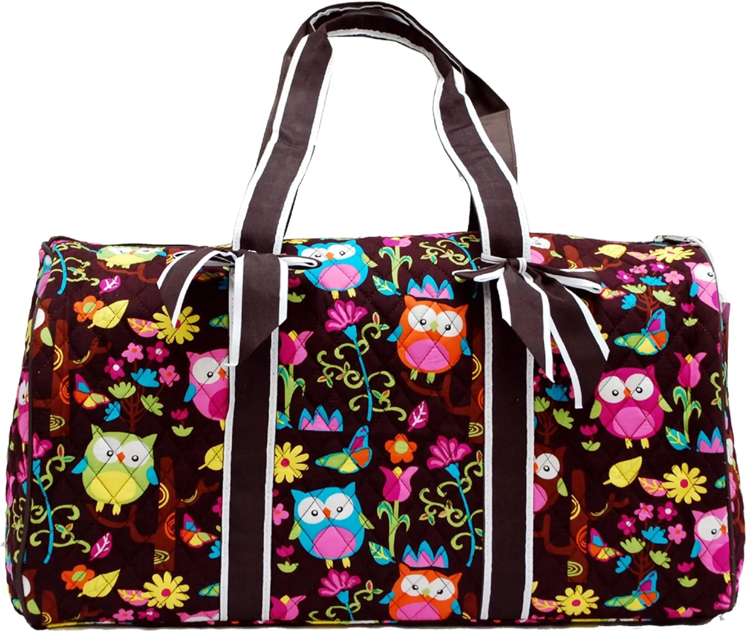 Fashionable Super Lightweight "Ori-Ori" Quilted Floral Carry-On Duffel Bag in 3 Patterns--BEST GIFT (owl)