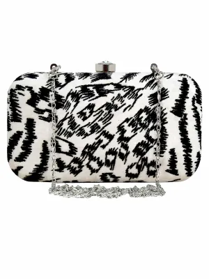 Feral Animal Print Velvet Fabric Clutch
