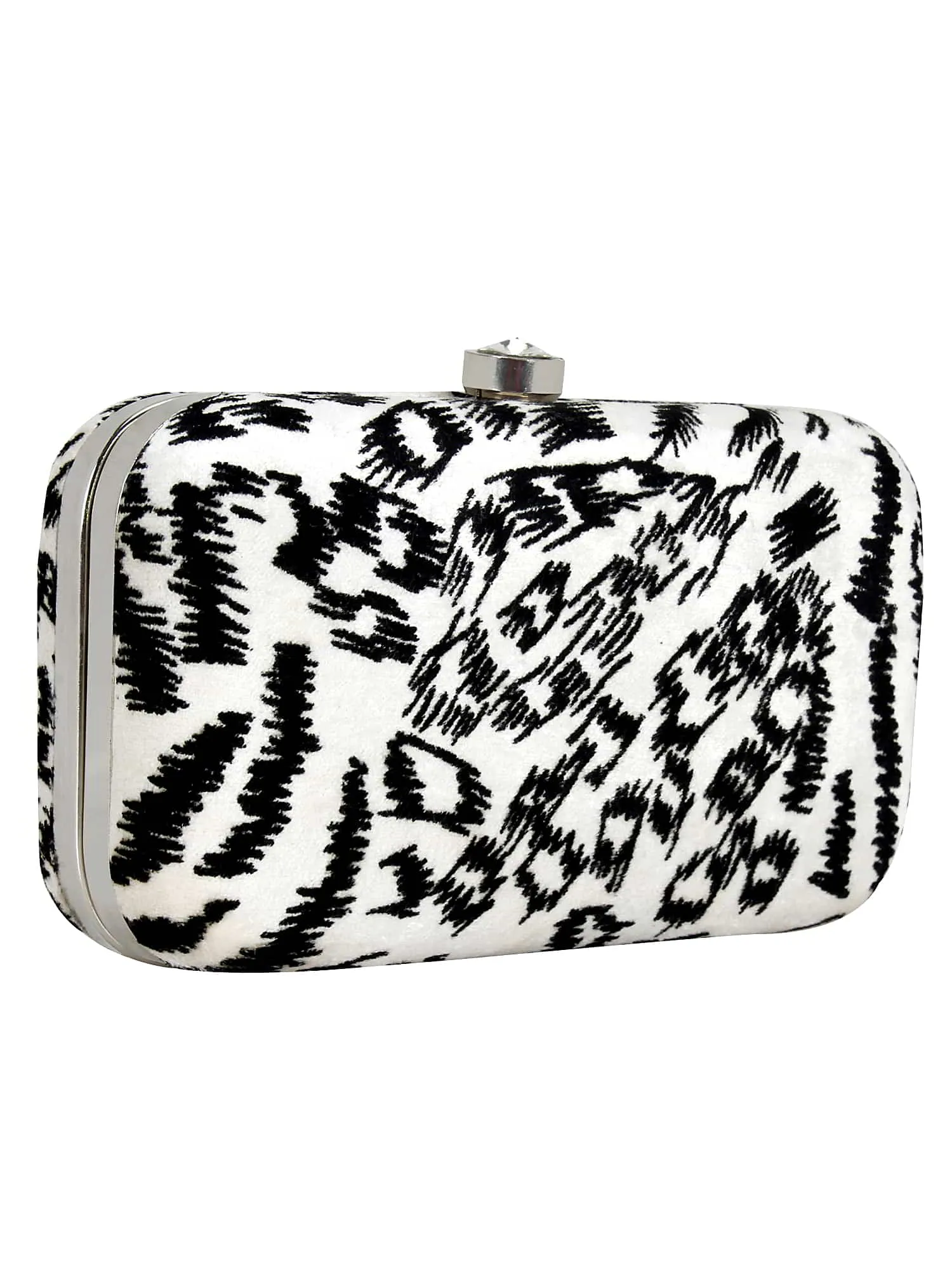 Feral Animal Print Velvet Fabric Clutch