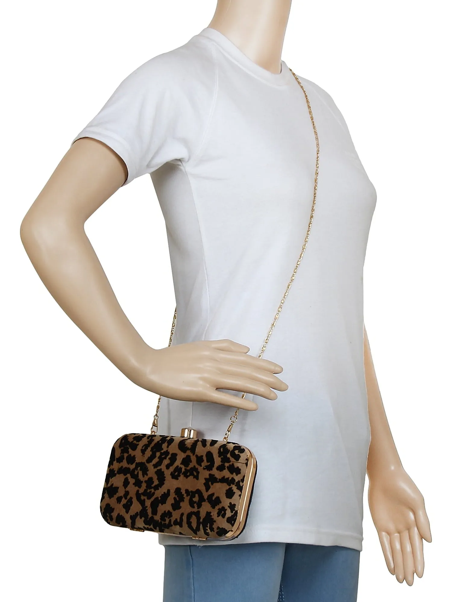 Feral Animal Print Velvet Fabric Clutch
