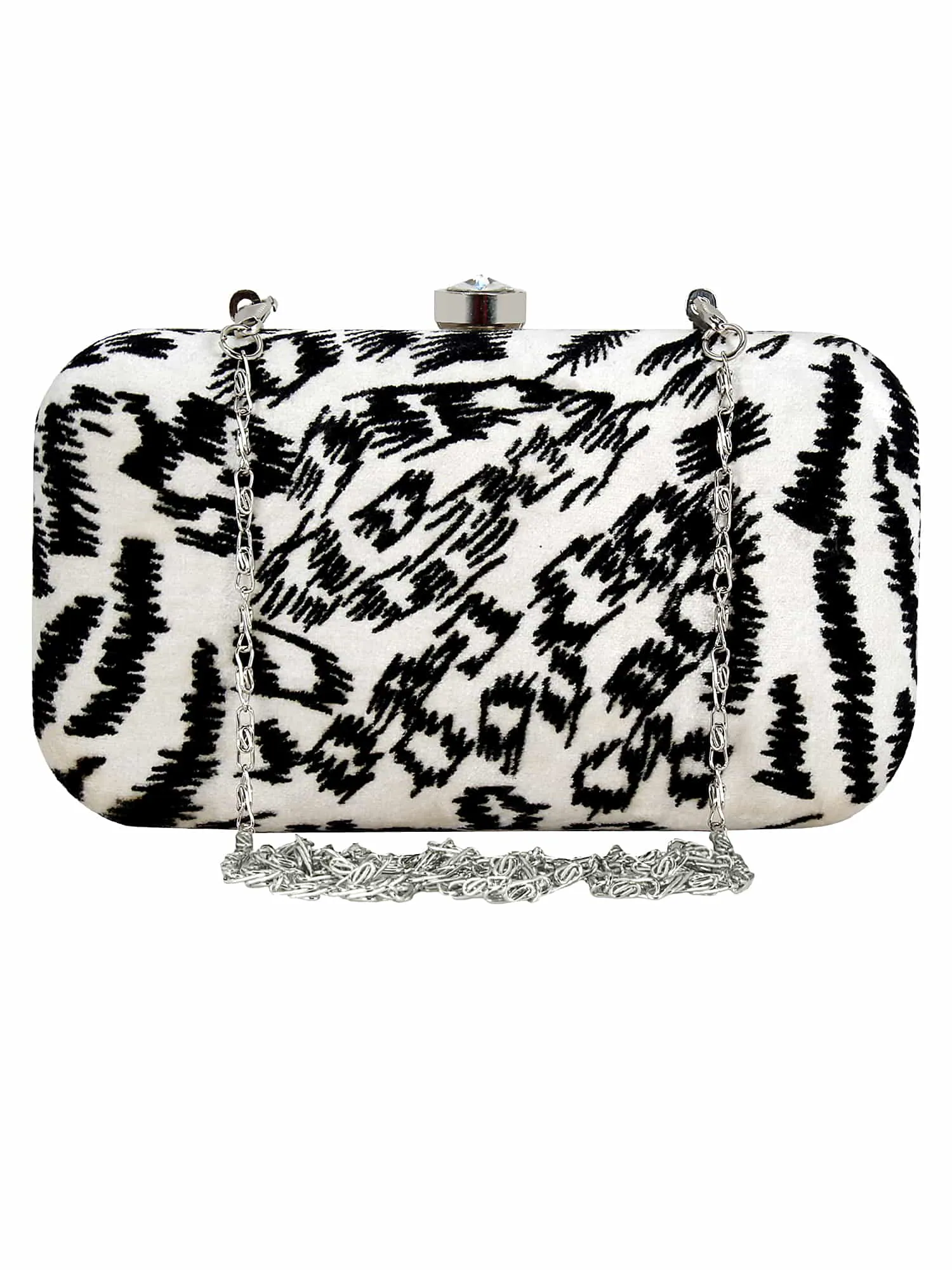 Feral Animal Print Velvet Fabric Clutch