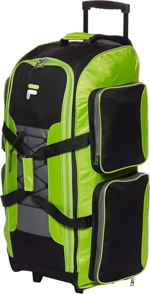 Fila 32" Lightweight Rolling Duffel, NEON Lime, One Size