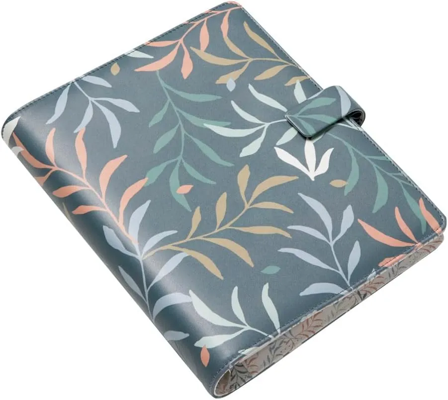 Filofax Botanical Organizer, A5 Size, Blue - Smooth, Leather-Look, Six Rings, Week-to-View Calendar Diary, Multilingual, 2025 (C022646-25)