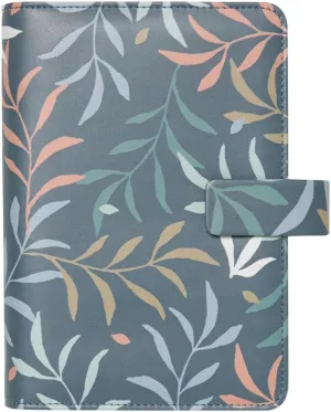 Filofax Botanical Organizer, Personal Size, Blue - Smooth, Leather-Look, Six Rings, Week-to-View Calendar Diary, Multilingual, 2025 (C022645-25)