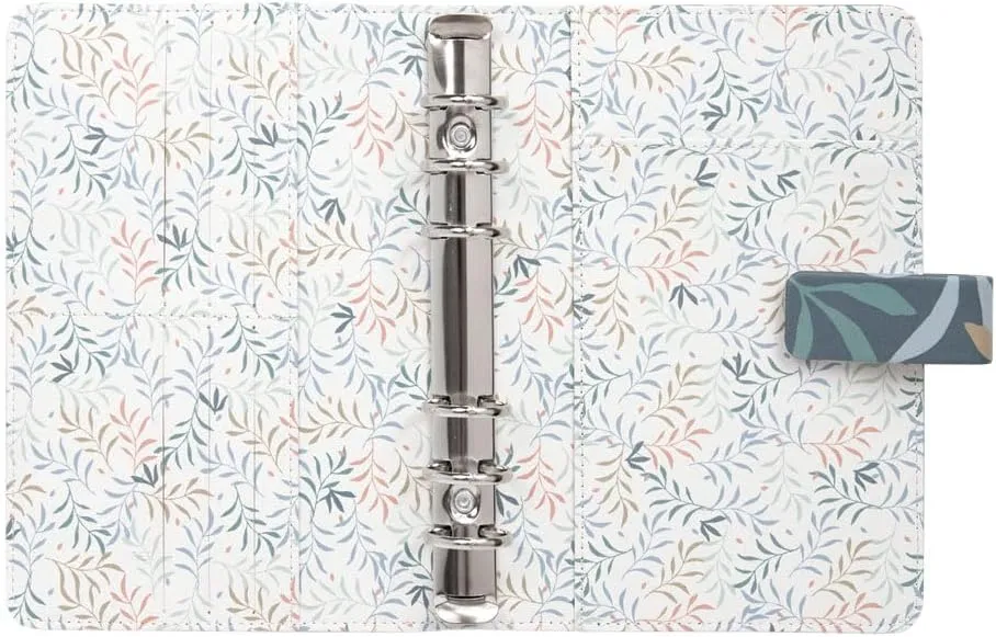 Filofax Botanical Organizer, Personal Size, Blue - Smooth, Leather-Look, Six Rings, Week-to-View Calendar Diary, Multilingual, 2025 (C022645-25)