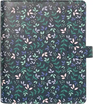 Filofax Garden Organizer, A5 Size, Dusk - Leather-Look, Gold Foil Accents, Six Rings, Week-to-View Calendar Diary, Multilingual, 2025 (C028739-25)
