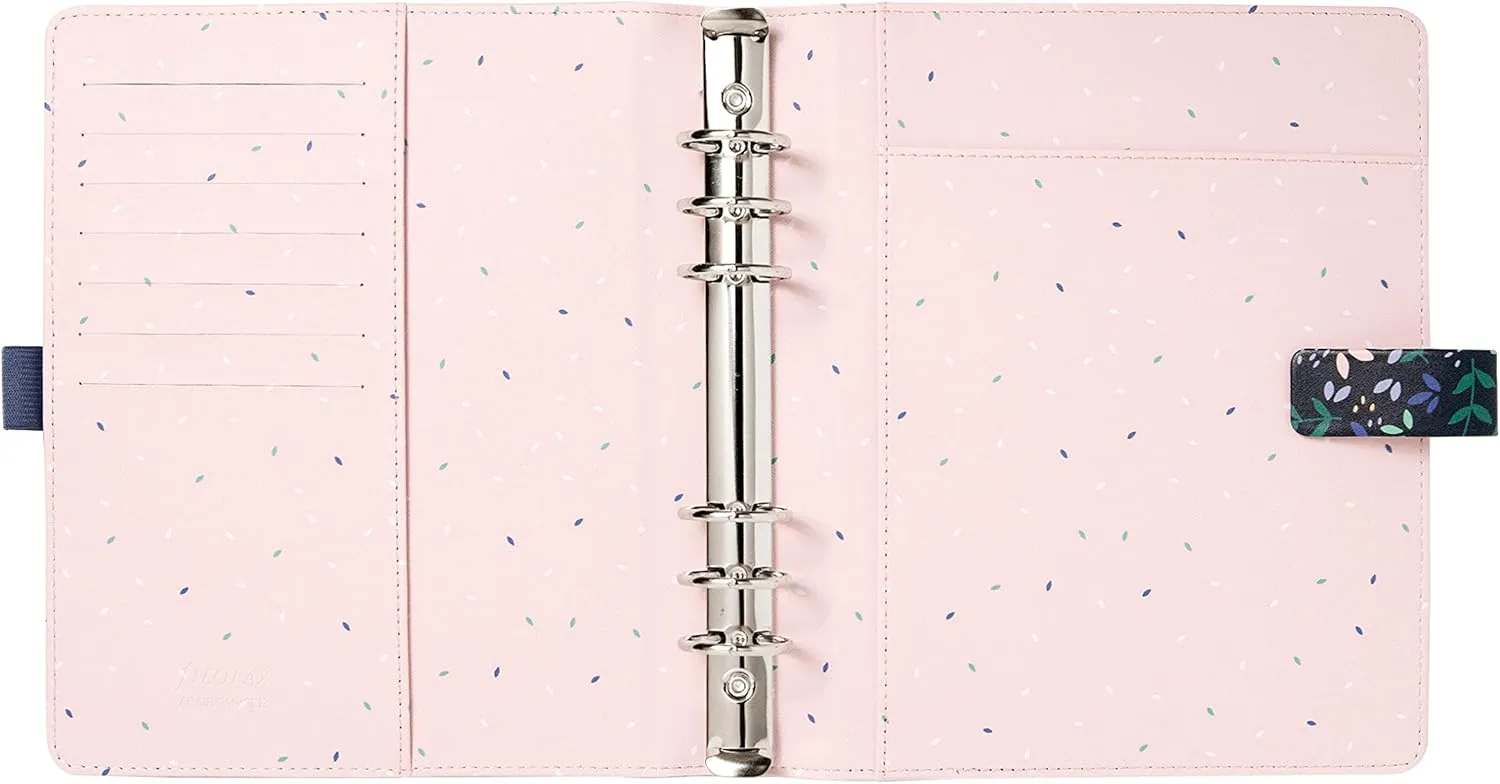 Filofax Garden Organizer, A5 Size, Dusk - Leather-Look, Gold Foil Accents, Six Rings, Week-to-View Calendar Diary, Multilingual, 2025 (C028739-25)