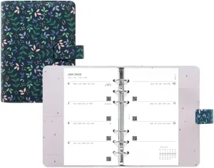 Filofax Garden Organizer, Personal Size, Dusk - Leather-Look, Gold Foil Accents, Six Rings, Week-to-View Calendar Diary, Multilingual, 2025 (C028713-25)