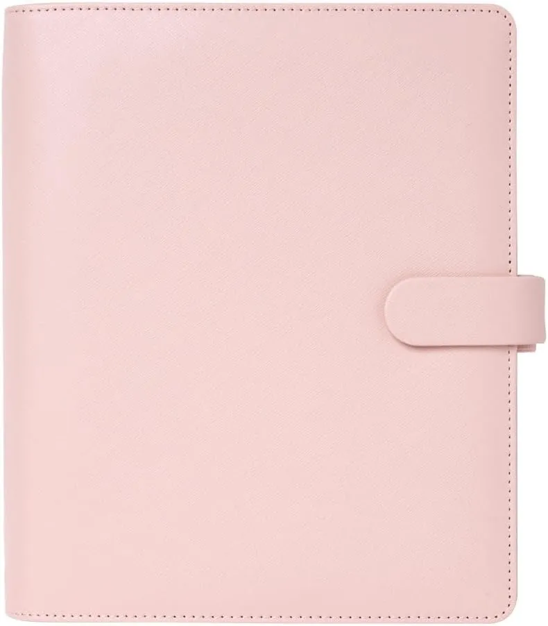 Filofax Saffiano Organizer, A5 Size, Blush - Cross-Grain, Leather-Look, Six Rings, Week-to-View Calendar Diary, Multilingual, 2025 (C022700-25)