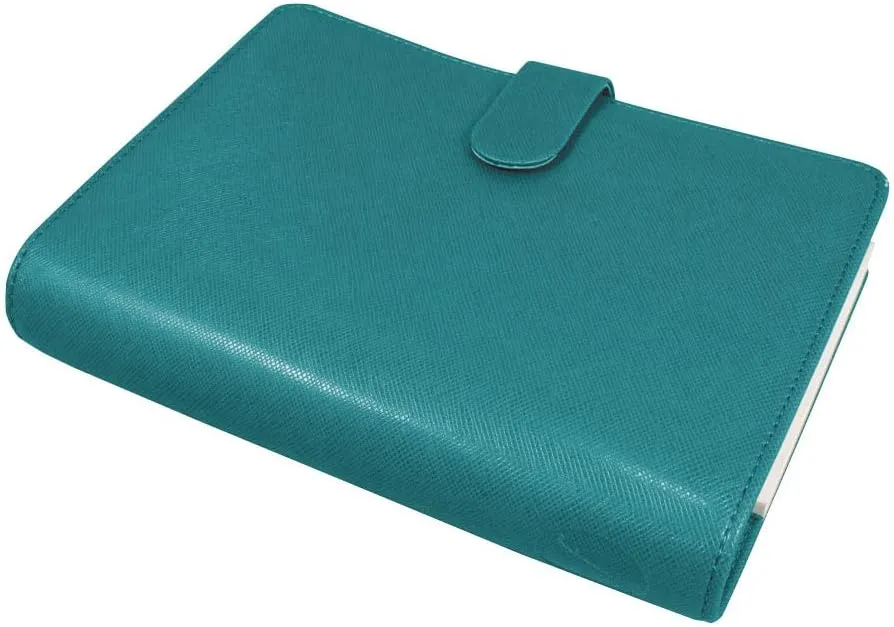 Filofax Saffiano Organizer, Personal Size, Aquamarine - Cross-Grain, Leather-Look, Six Rings, Week-to-View Calendar Diary, Multilingual, 2025 (C022530-25)