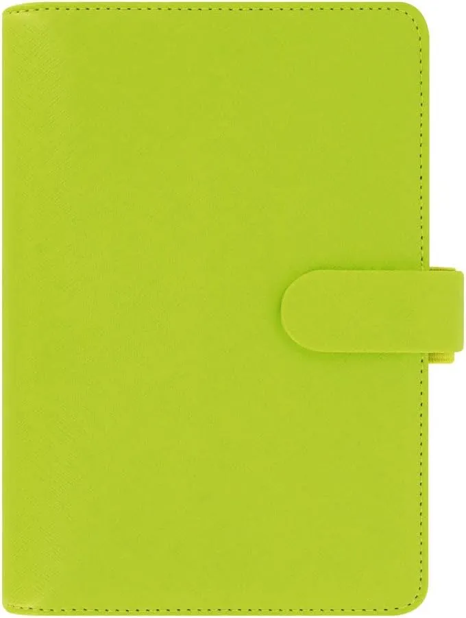 Filofax Saffiano Organizer, Personal Size, Pear - Cross-Grain, Leather-Look, Six Rings, Week-to-View Calendar Diary, Multilingual, 2025 (C022531-25)
