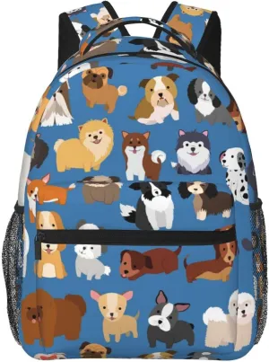 Fiokroo Cute Puppy Dogs Animal Backpack School Bag For Students Teens Men Women Laptop Backpacks Travel Daypack Bag With Multiple Pockets