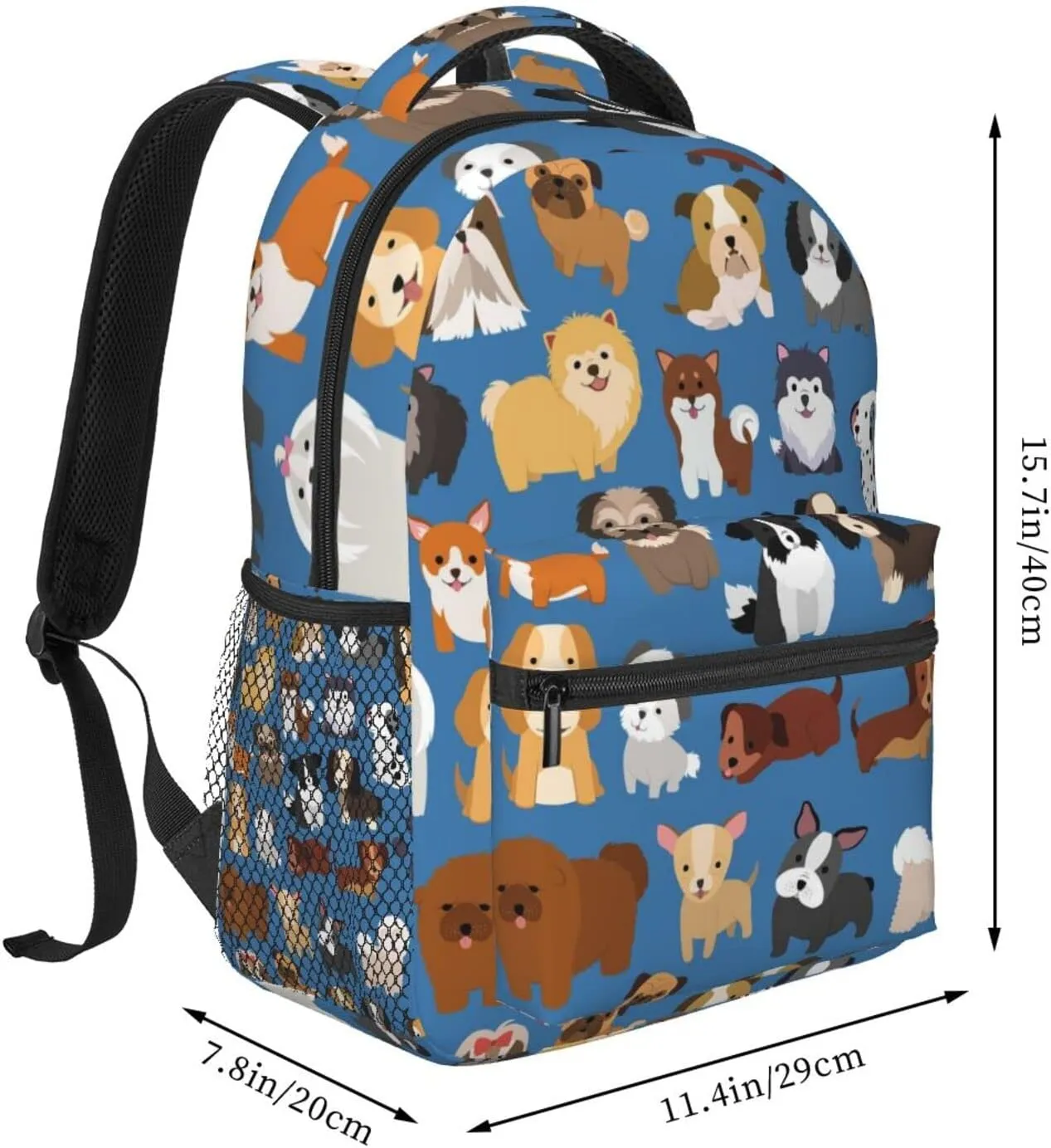 Fiokroo Cute Puppy Dogs Animal Backpack School Bag For Students Teens Men Women Laptop Backpacks Travel Daypack Bag With Multiple Pockets