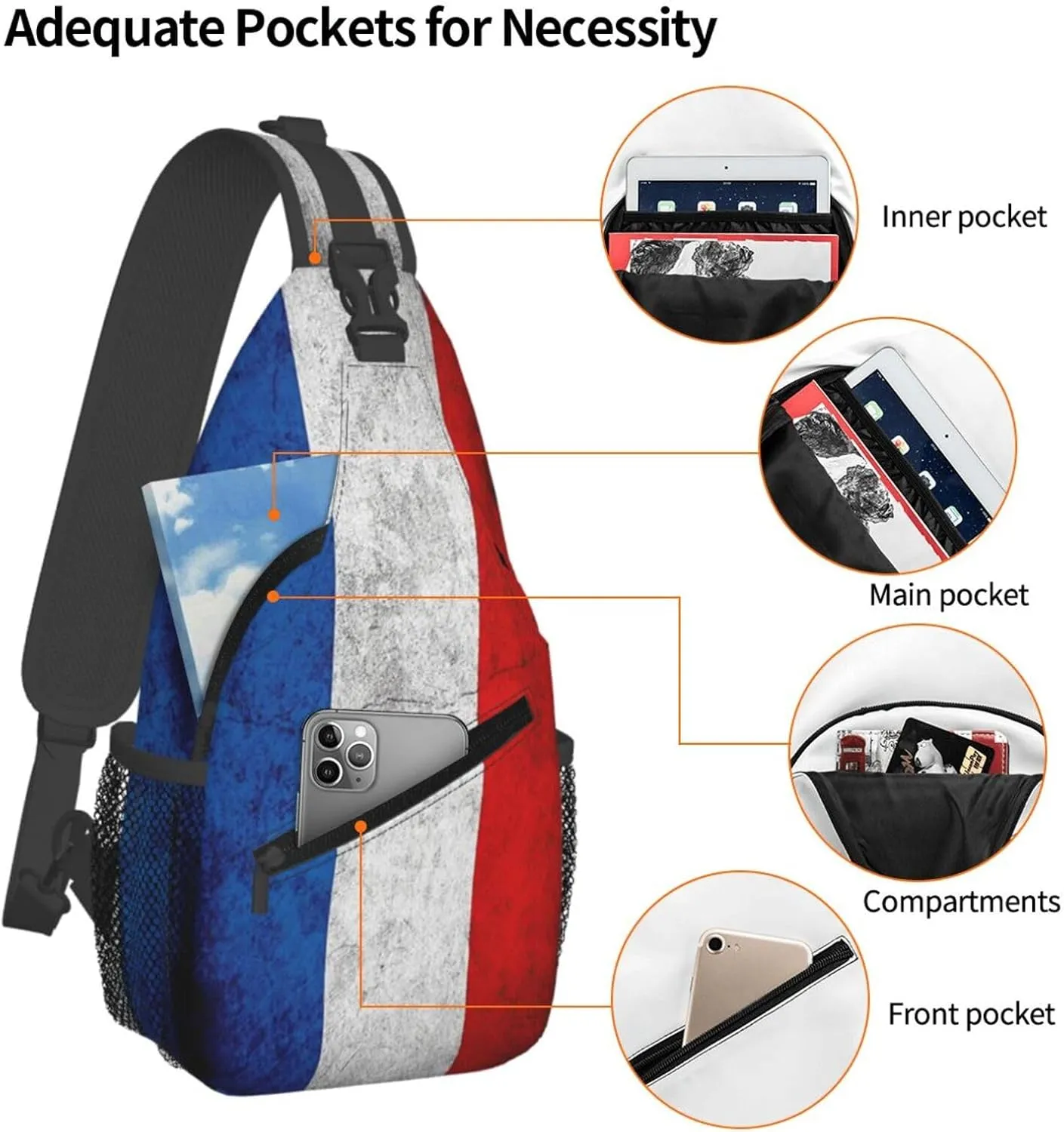 Flag Of Netherlands (Dutch) Rustic Small Crossbody Backpack Sling Bag For Men Women Mini One Shoulder Chest Bags Gym Sport Travel Hiking Daypack