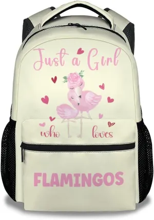 Flamingo Backpacks for Girls - 16 Inch Cute Backpack for School - Yellow, Large Capacity, Durable, Lightweight Bookbag for Kids Travel