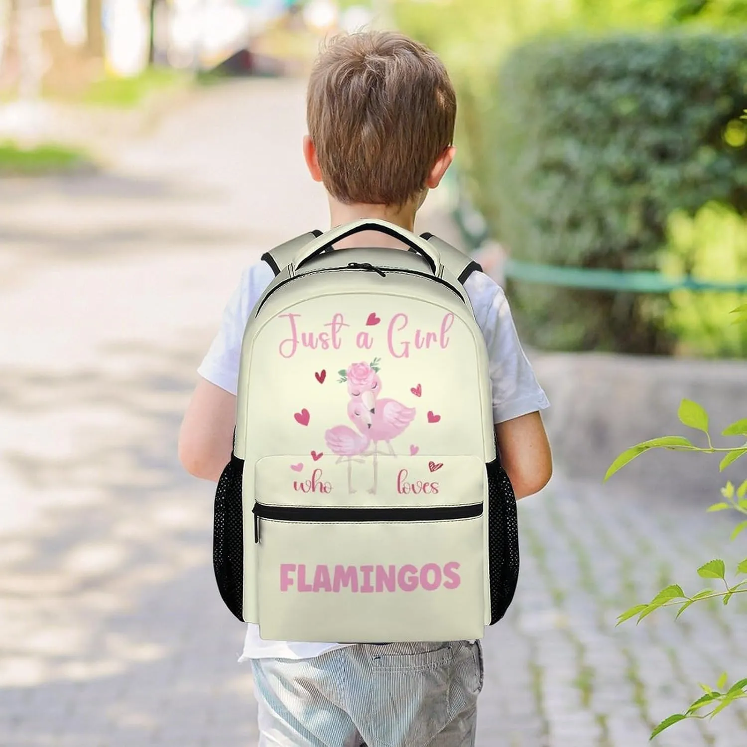 Flamingo Backpacks for Girls - 16 Inch Cute Backpack for School - Yellow, Large Capacity, Durable, Lightweight Bookbag for Kids Travel